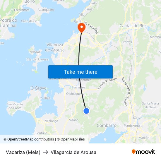 Vacariza (Meis) to Vilagarcía de Arousa map