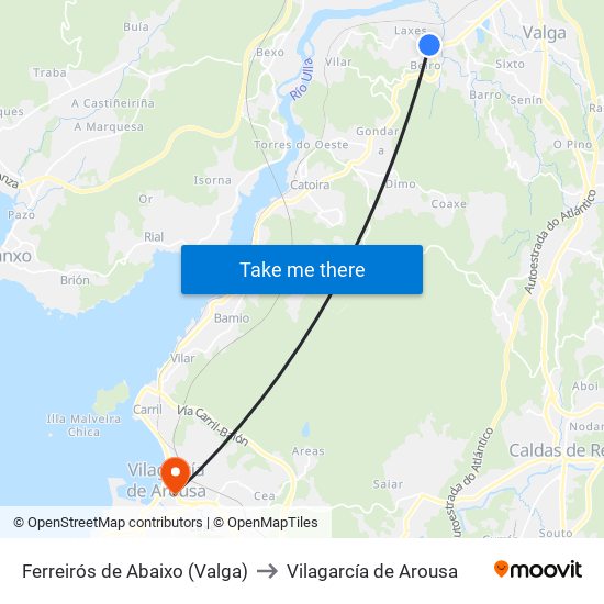 Ferreirós de Abaixo (Valga) to Vilagarcía de Arousa map