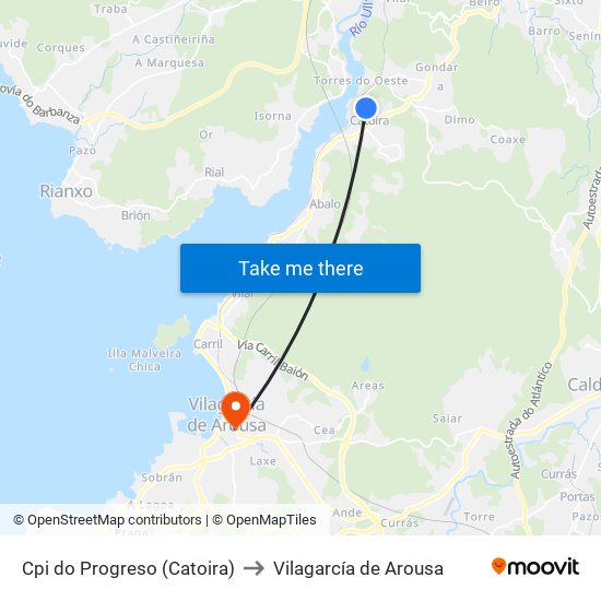 Cpi do Progreso (Catoira) to Vilagarcía de Arousa map