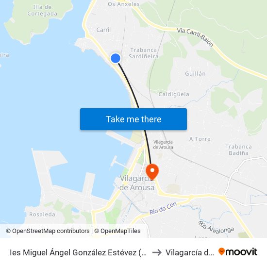 Ies Miguel Ángel González Estévez (Vilagarcía de Arousa)) to Vilagarcía de Arousa map
