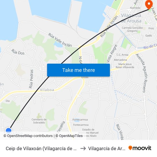 Ceip de Vilaxoán (Vilagarcía de Arousa) to Vilagarcía de Arousa map