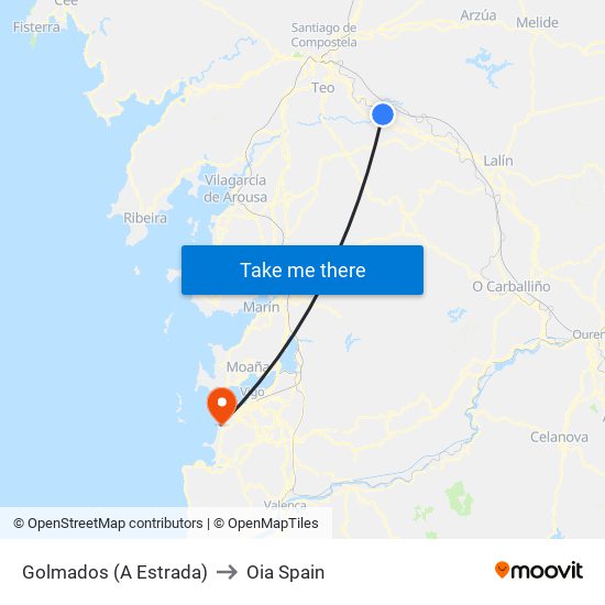 Golmados (A Estrada) to Oia Spain map