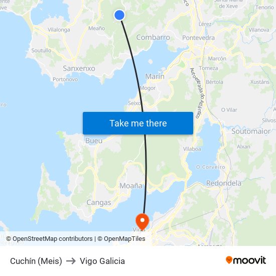 Cuchín (Meis) to Vigo Galicia map