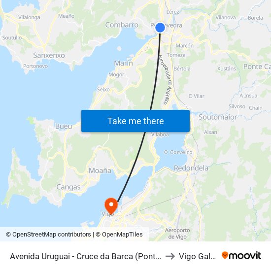 Avenida Uruguai - Cruce da Barca (Pontevedra) to Vigo Galicia map