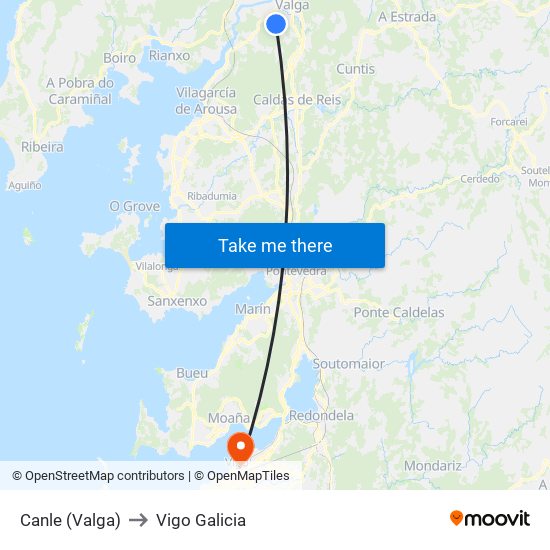 Canle (Valga) to Vigo Galicia map