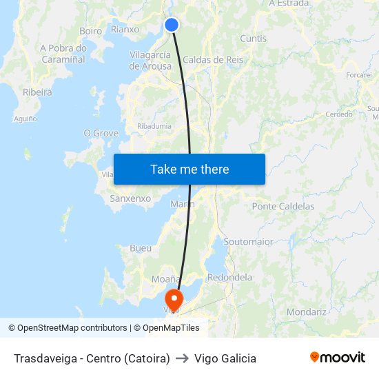 Trasdaveiga - Centro (Catoira) to Vigo Galicia map