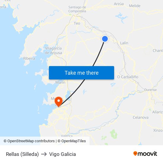 Rellas (Silleda) to Vigo Galicia map