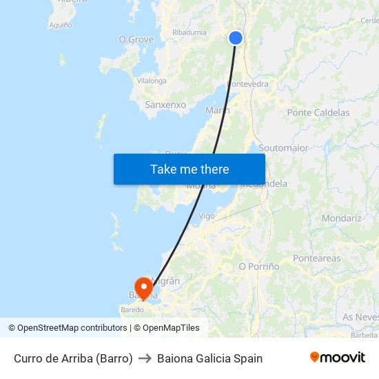 Curro de Arriba (Barro) to Baiona Galicia Spain map