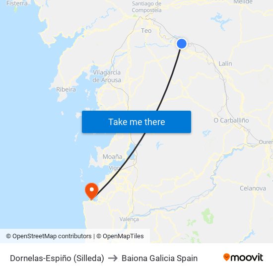 Dornelas-Espiño (Silleda) to Baiona Galicia Spain map