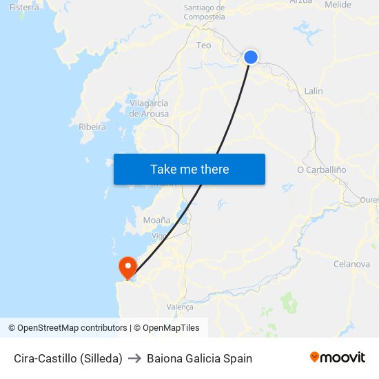 Cira-Castillo (Silleda) to Baiona Galicia Spain map