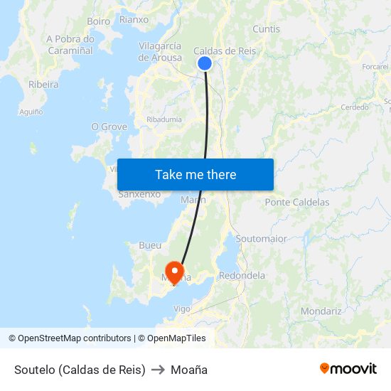 Soutelo (Caldas de Reis) to Moaña map