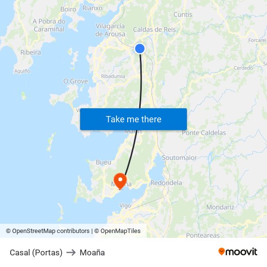 Casal (Portas) to Moaña map