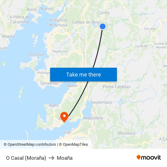 O Casal (Moraña) to Moaña map