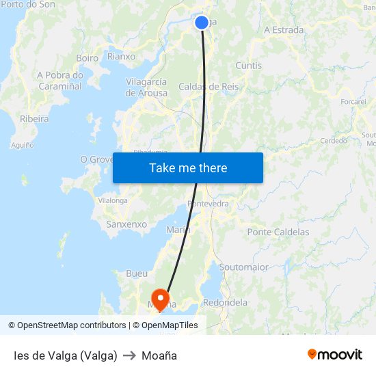 Ies de Valga (Valga) to Moaña map