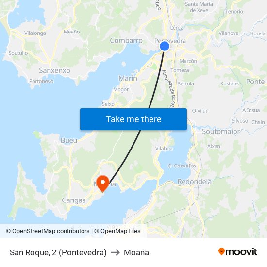 San Roque, 2 (Pontevedra) to Moaña map