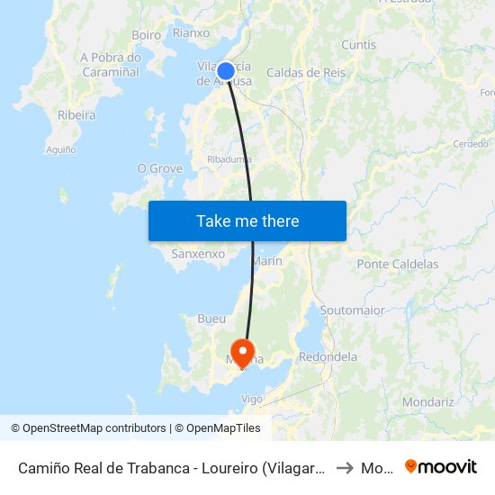 Camiño Real de Trabanca - Loureiro (Vilagarcía de Arousa) to Moaña map