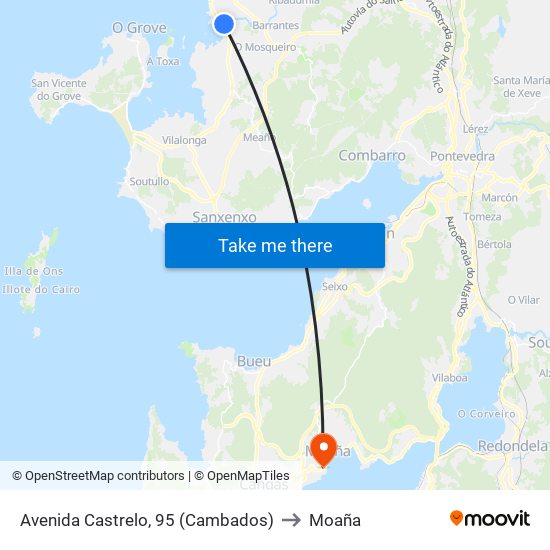 Avenida Castrelo, 95 (Cambados) to Moaña map
