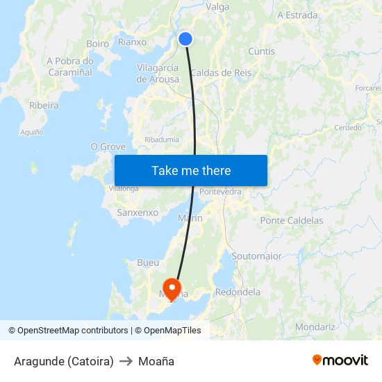 Aragunde (Catoira) to Moaña map