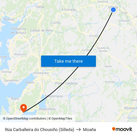 Rúa Carballeira do Chousiño (Silleda) to Moaña map