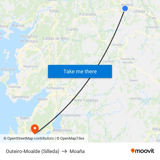 Outeiro-Moalde (Silleda) to Moaña map