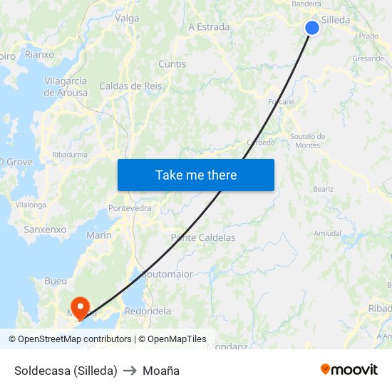 Soldecasa (Silleda) to Moaña map