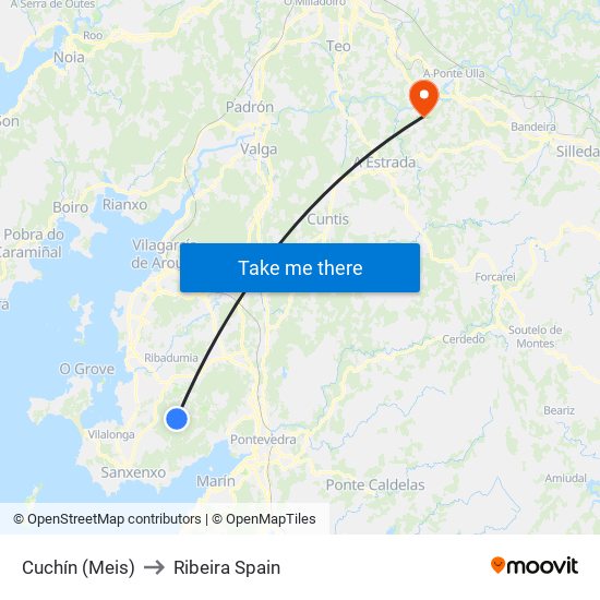 Cuchín (Meis) to Ribeira Spain map