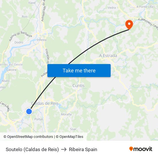 Soutelo (Caldas de Reis) to Ribeira Spain map