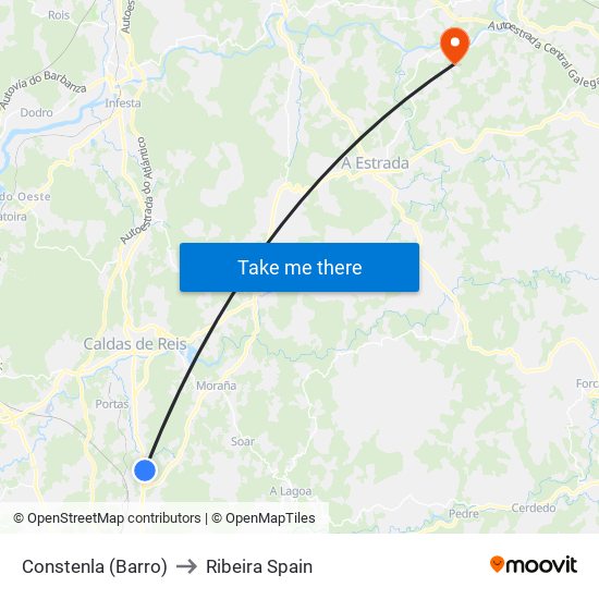 Constenla (Barro) to Ribeira Spain map