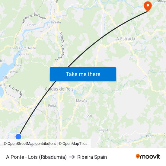 A Ponte - Lois (Ribadumia) to Ribeira Spain map