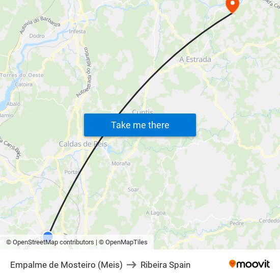 Empalme de Mosteiro (Meis) to Ribeira Spain map