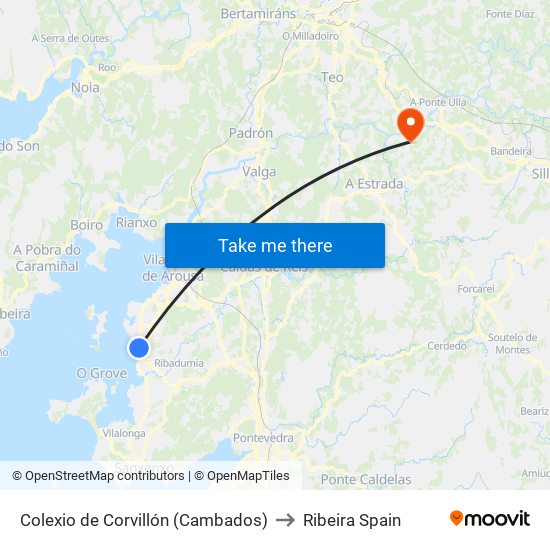 Colexio de Corvillón (Cambados) to Ribeira Spain map