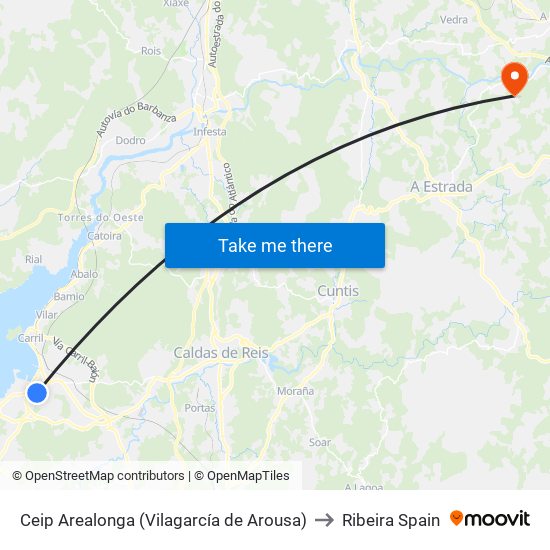 Ceip Arealonga (Vilagarcía de Arousa) to Ribeira Spain map