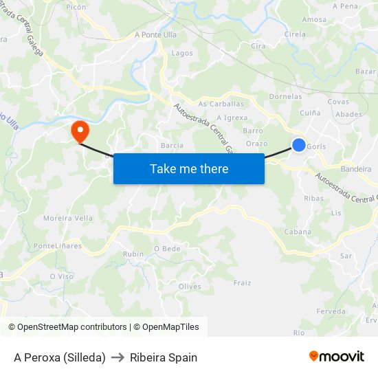 A Peroxa (Silleda) to Ribeira Spain map