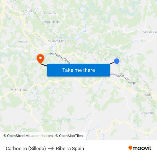 Carboeiro (Silleda) to Ribeira Spain map