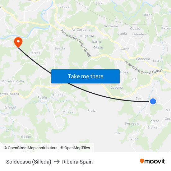 Soldecasa (Silleda) to Ribeira Spain map