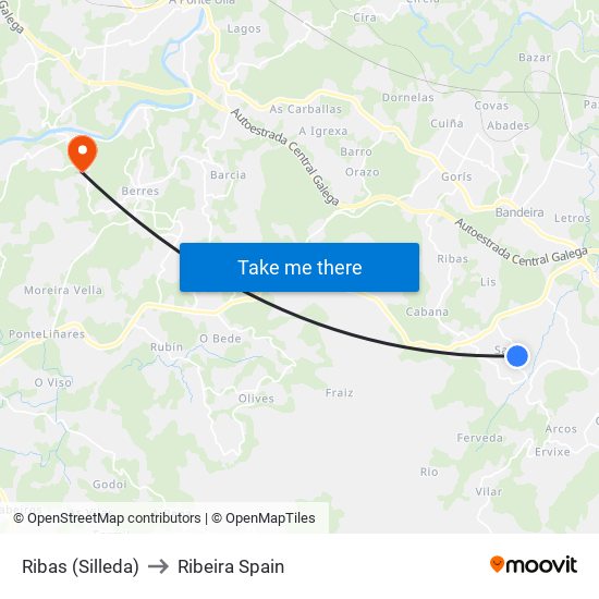 Ribas (Silleda) to Ribeira Spain map