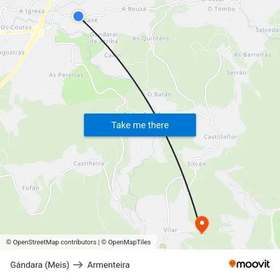 Gándara (Meis) to Armenteira map