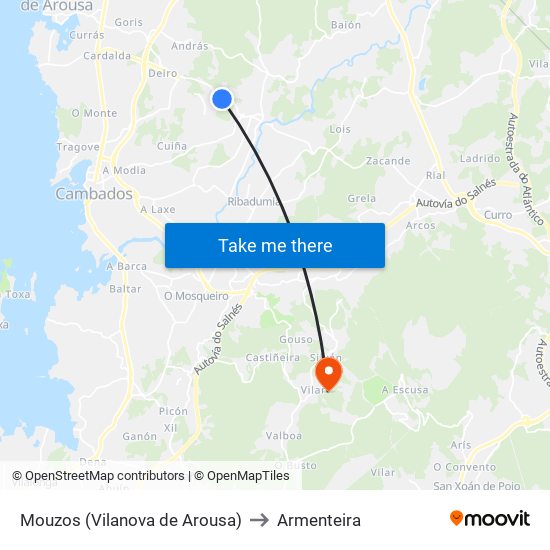 Mouzos (Vilanova de Arousa) to Armenteira map