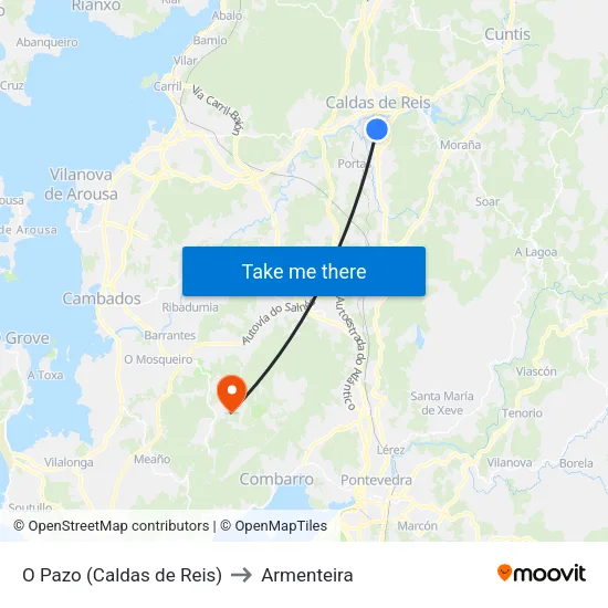 O Pazo (Caldas de Reis) to Armenteira map