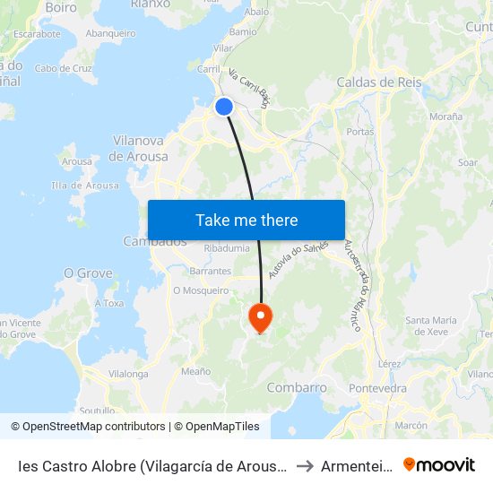 Ies Castro Alobre (Vilagarcía de Arousa) to Armenteira map