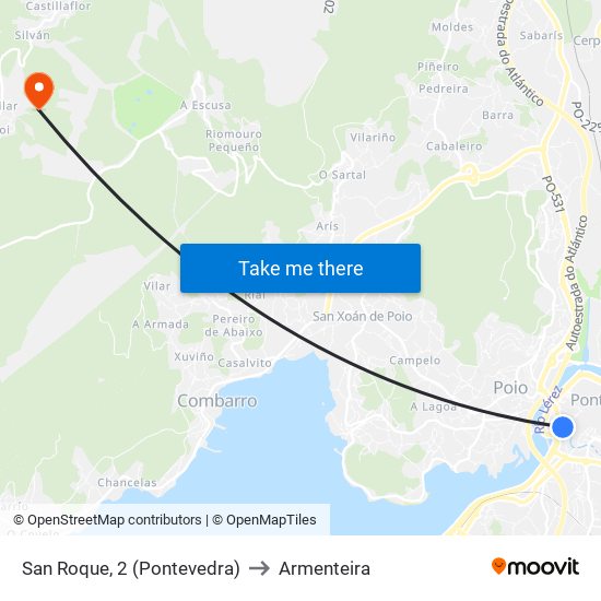 San Roque, 2 (Pontevedra) to Armenteira map