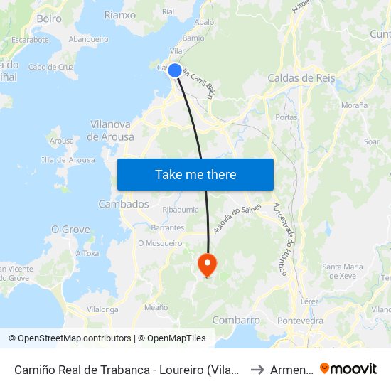 Camiño Real de Trabanca - Loureiro (Vilagarcía de Arousa) to Armenteira map