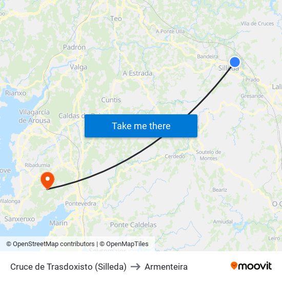 Cruce de Trasdoxisto (Silleda) to Armenteira map