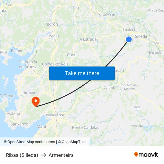 Ribas (Silleda) to Armenteira map