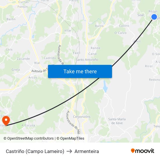 Castriño (Campo Lameiro) to Armenteira map