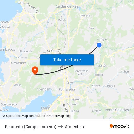 Reboredo (Campo Lameiro) to Armenteira map