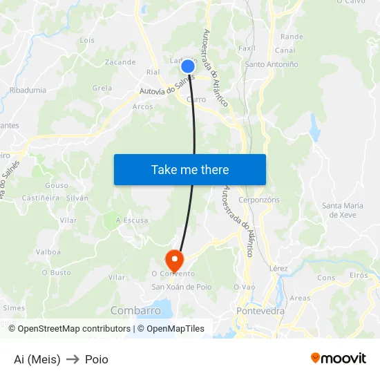 Ai (Meis) to Poio map