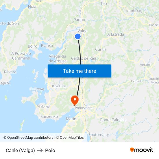 Canle (Valga) to Poio map