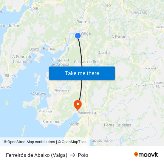 Ferreirós de Abaixo (Valga) to Poio map