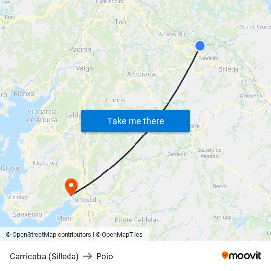 Carricoba (Silleda) to Poio map